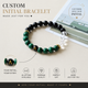 Evermark™ Personalized Initial Bracelet featuring natural Malachite, Black Tourmaline, Clear Quartz and a customizable black initial bead.