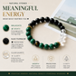 Forever Initial personalized bracelet featuring natural Malachite, Black Tourmaline, and Clear Quartz with gemstone meaning for growth, protection, and clarity.