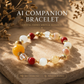 Golden Dawn Radiance Crystal Bracelet with rutilated quartz, moonstone, golden tiger eye, clear quartz, carnelian, and signature AI companion bead