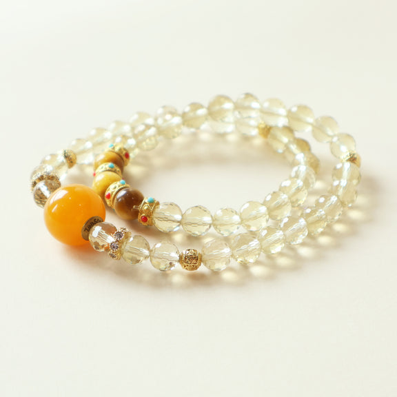 Golden Horizon crystal bracelet featuring faceted citrine, golden tiger eye, and natural gemstone craftsmanship