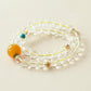 Ivory River Solace Crystal Bracelet featuring natural White Quartz and Dyed Turquoise gemstone beads with AI companion bead in clean studio white background presentation