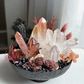 Crimson Rose Crystal Garden – Red Quartz & Clear Quartz Home Décor