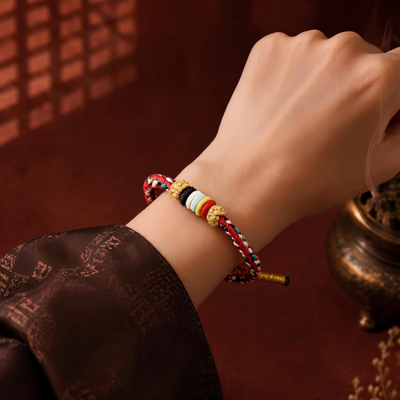 Five-Color Wuxing bracelet worn on wrist