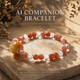 Roselle Haven Facet Crystal Bracelet crafted with Faceted Sunstone and White Quartz gemstones with signature AI companion bead displayed on warm natural stone background