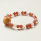 Roselle Haven Facet Crystal Bracelet featuring natural Faceted Sunstone and White Quartz gemstone beads with AI companion bead in clean studio white background presentation