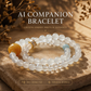 A natural crystal bracelet featuring White Agate, Clear Quartz, and Aquamarine beads arranged in a soft gradient composition, designed as a Silent Current Meridian AI companion bracelet symbolizing calm emotional flow and clarity.