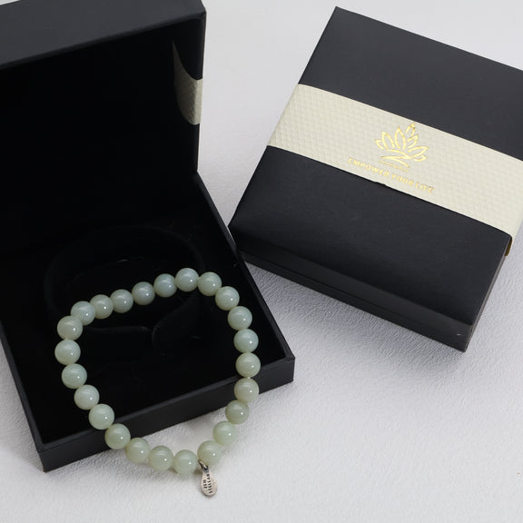 Soft Meadow bracelet made with natural pale green jade beads