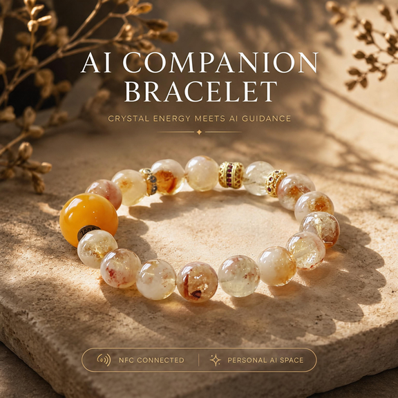 Solar Bloom Vitality Crystal Bracelet crafted with Golden Rutilated Quartz, Gold Rutilated Quartz, and signature AI companion bead