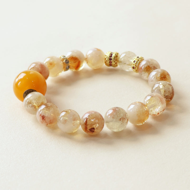 Solar Bloom Vitality Crystal Bracelet featuring natural Golden Rutilated Quartz and Gold Rutilated Quartz gemstone beads
