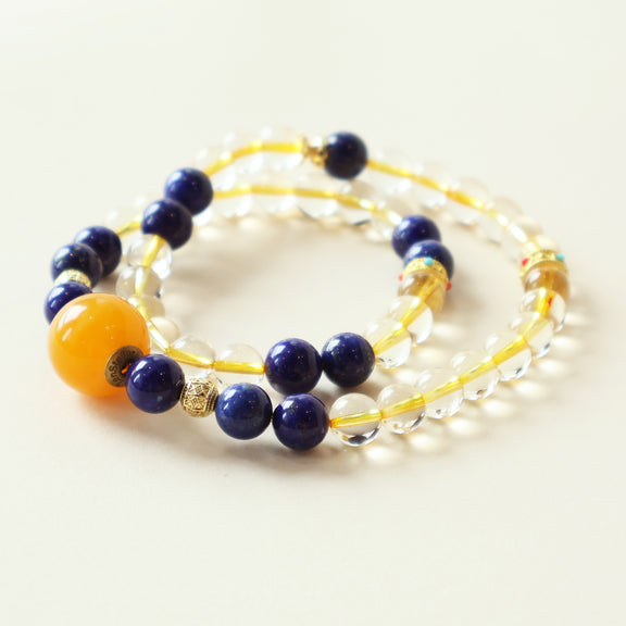 Stellar Horizon Insight Crystal Bracelet featuring natural Citrine, Lapis Lazuli, and Clear Quartz gemstone beads
