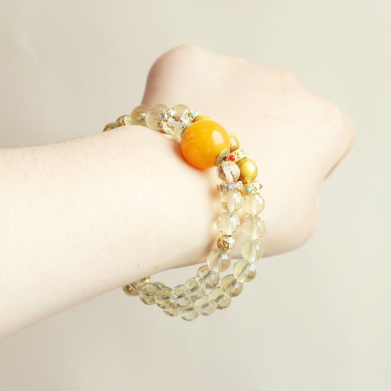 Solar Gold Healing Energy Crystal Jewelry AI Companion Bracelet-2