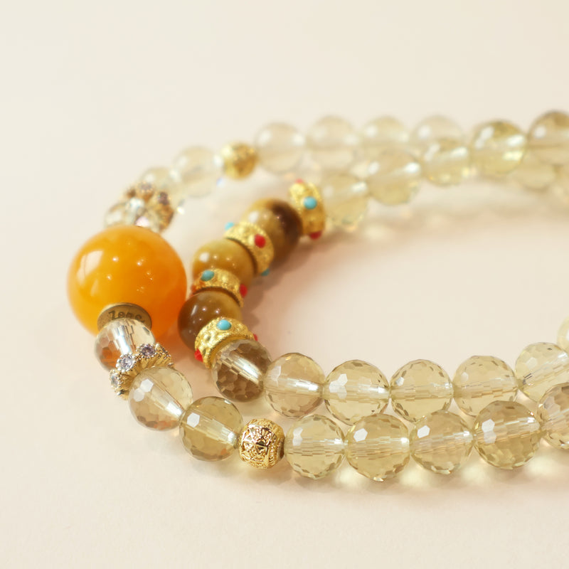 Solar Gold Healing Energy Crystal Jewelry AI Companion Bracelet-3