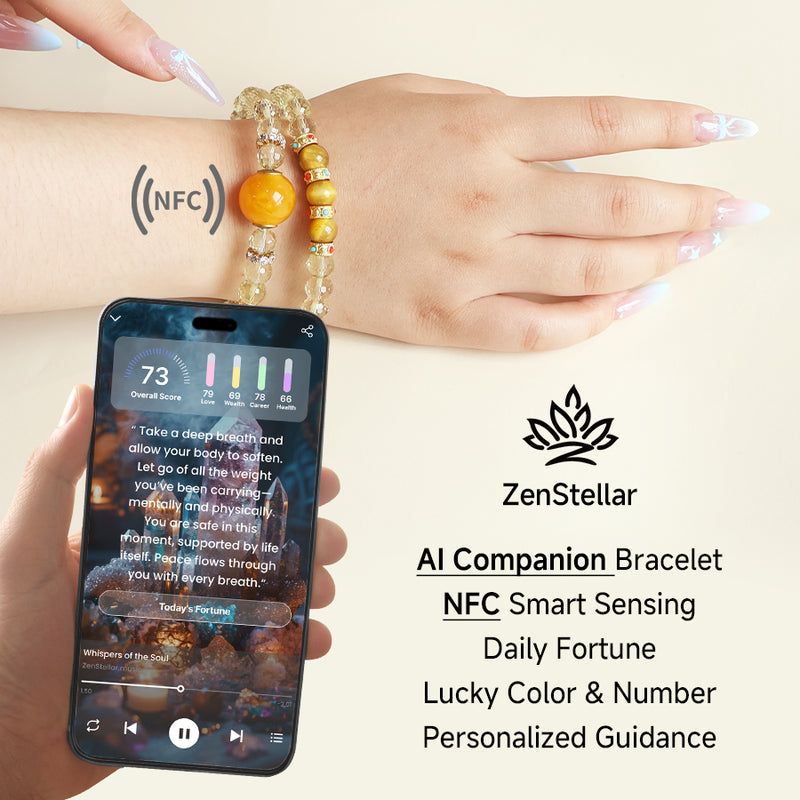 Solar Gold Healing Energy Crystal Jewelry AI Companion Bracelet-8