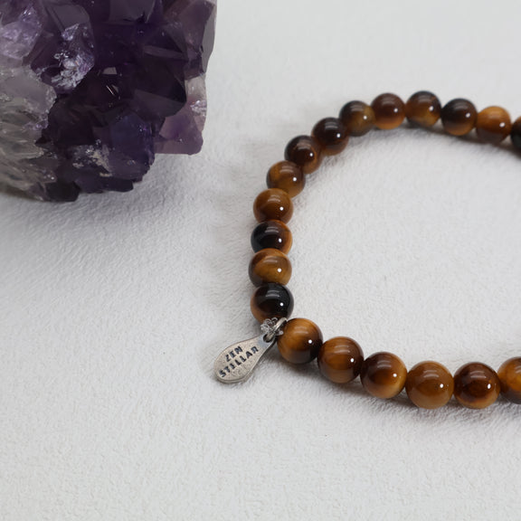 Tiger's eye bracelet on an elastic stretch cord with 6mm beads for comfortable wear