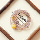 Twilight Veil AI companion crystal bracelet arranged in layered circle composition with purple agate, amethyst and citrine on framed Zenstellar display background