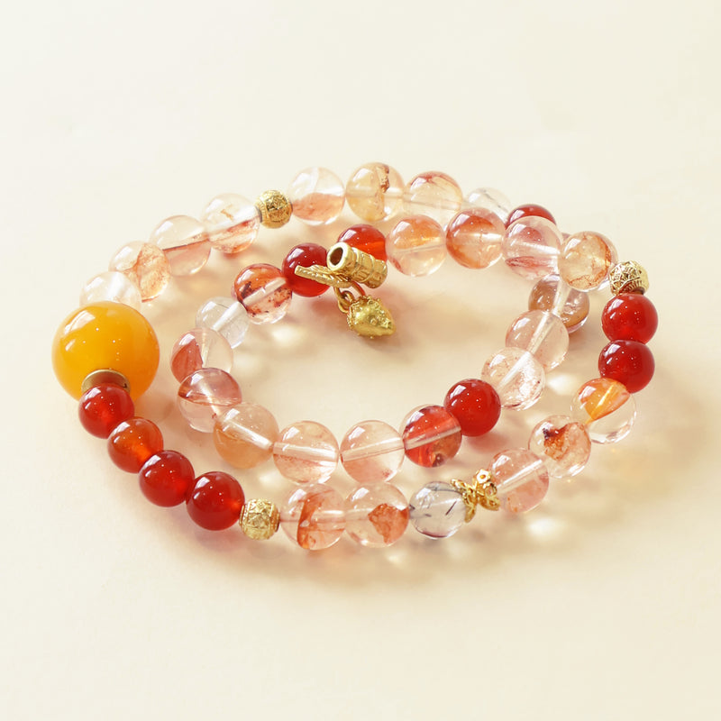 ZODIAC YEAR–LUCKY RISE AI COMPANION BRACELET - RED GUM FLOWER, AGATE-2