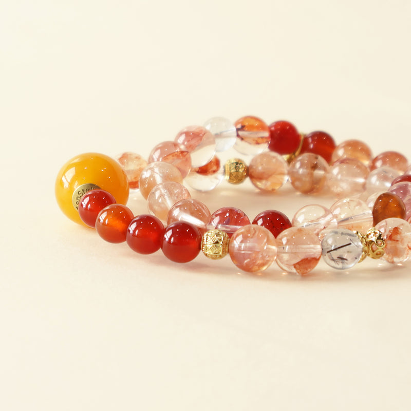 ZODIAC YEAR–LUCKY RISE AI COMPANION BRACELET - RED GUM FLOWER, AGATE-3
