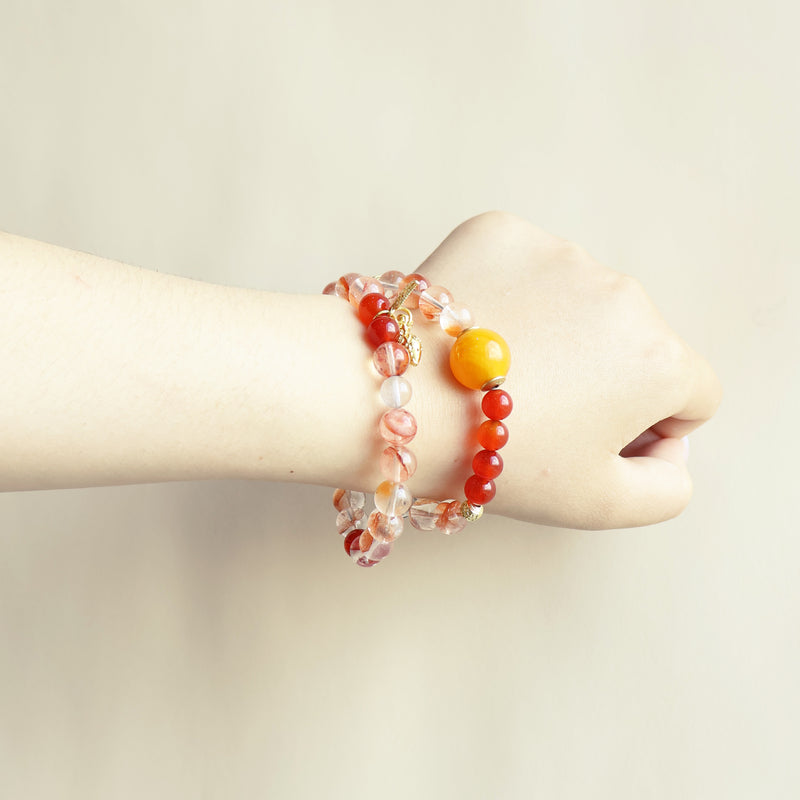 ZODIAC YEAR–LUCKY RISE AI COMPANION BRACELET - RED GUM FLOWER, AGATE-4