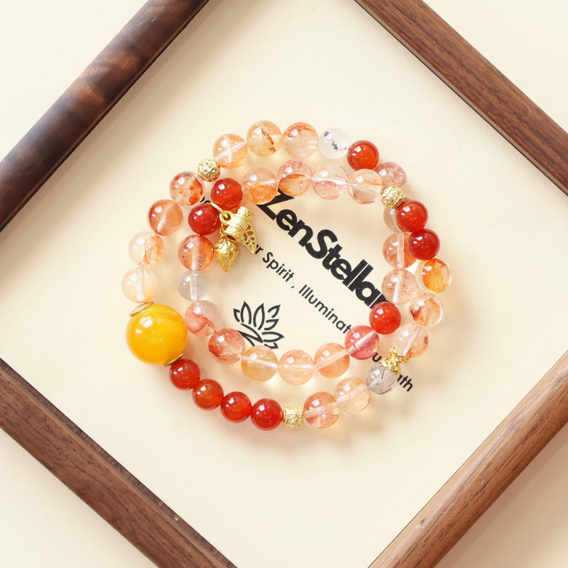ZODIAC YEAR–LUCKY RISE AI COMPANION BRACELET - RED GUM FLOWER, AGATE-5