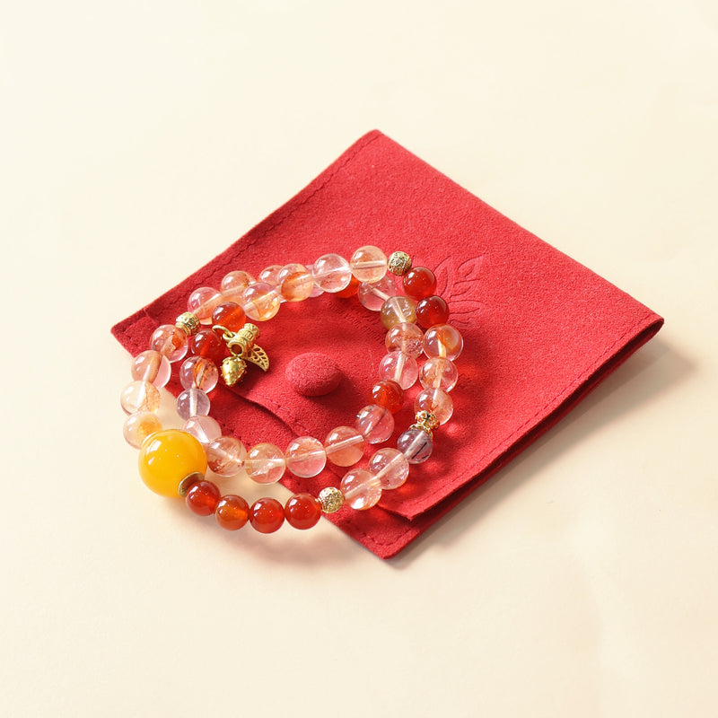 ZODIAC YEAR–LUCKY RISE AI COMPANION BRACELET - RED GUM FLOWER, AGATE-6