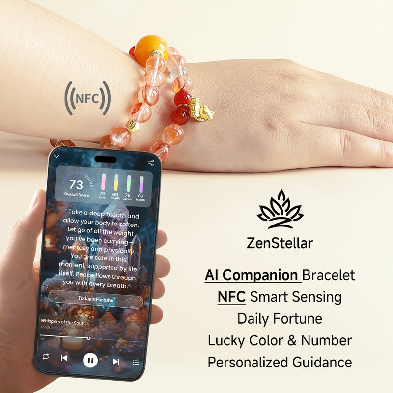 ZODIAC YEAR–LUCKY RISE AI COMPANION BRACELET - RED GUM FLOWER, AGATE-8